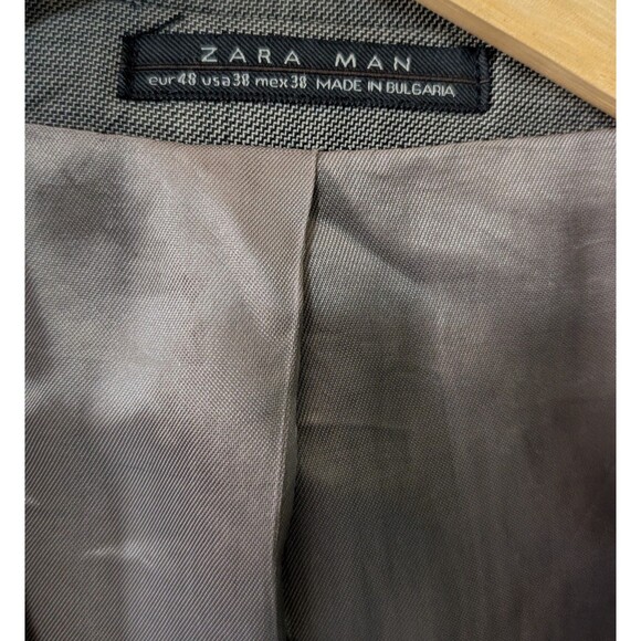 ZARA Mens 2 piece suit Light Gray Wool Pants 35x31 Blazer Size Men's  38 - Picture 2 of 12